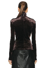 Saint Laurent Long Sleeve Turtleneck Top in Chocolate, view 3, click to view large image.