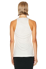 Saint Laurent Jersey Plunging Tank Top in Craie Vintage, view 3, click to view large image.