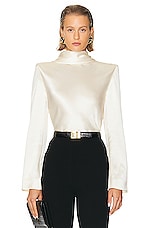 Saint Laurent Drape Back Top in Craie, view 2, click to view large image.