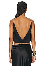 Saint Laurent Satin Cami Tank Top in Noir, view 3, click to view large image.