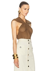 Saint Laurent Halter Neck Tank Top in Brun Olive, view 2, click to view large image.