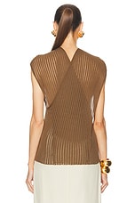 Saint Laurent Halter Neck Tank Top in Brun Olive, view 3, click to view large image.