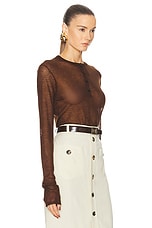Saint Laurent Long Sleeve Top in Marron, view 2, click to view large image.