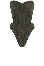 Saint Laurent Jersey Cut Out Bodysuit in Pierre, view 1, click to view large image.