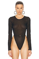 Saint Laurent Long Sleeve Bodysuit in Noir, view 2, click to view large image.