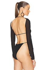 Saint Laurent Long Sleeve Bodysuit in Noir, view 4, click to view large image.