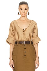 Saint Laurent Convertible Sleeve Blouse in Beige, view 1, click to view large image.