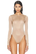 Saint Laurent Long Sleeve Bodysuit in Bois De Rose, view 2, click to view large image.