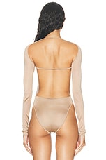 Saint Laurent Long Sleeve Bodysuit in Bois De Rose, view 4, click to view large image.