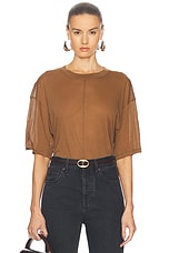 Saint Laurent Short Sleeve T-shirt in Caramel, view 1, click to view large image.