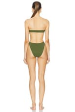 Saint Laurent Cut Out One Piece Swimsuit in Cactus, view 3, click to view large image.