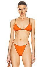 Saint Laurent Triangle Bikini Top in Orange, view 1, click to view large image.