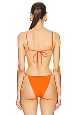 Saint Laurent Triangle Bikini Top in Orange, view 3, click to view large image.
