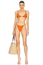Saint Laurent Triangle Bikini Top in Orange, view 4, click to view large image.