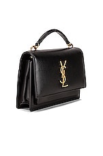 Saint Laurent Sunset Top Handle Chain Wallet Bag in Nero & Nero, view 4, click to view large image.