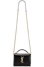 Saint Laurent Sunset Top Handle Chain Wallet Bag in Nero & Nero, view 6, click to view large image.