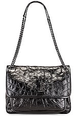Saint Laurent Medium Niki Chain Shoulder Bag in Black, view 6, click to view large image.