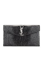Saint Laurent Uptown Medium Envelope Clutch in Black, view 1, click to view large image.