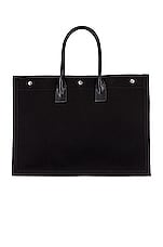 Saint Laurent Rive Gauche Tote Bag in Black & White, view 3, click to view large image.