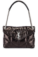 Saint Laurent Medium Monogramme Puffer Loulou Shoulder Bag in Black, view 6, click to view large image.