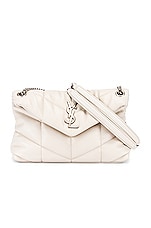 Saint Laurent Small Puffer Shoulder Bag in Crema Soft, view 1, click to view large image.