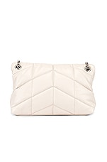 Saint Laurent Small Puffer Shoulder Bag in Crema Soft, view 3, click to view large image.