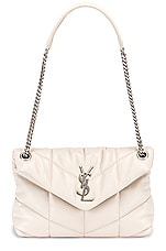 Saint Laurent Small Puffer Shoulder Bag in Crema Soft, view 6, click to view large image.