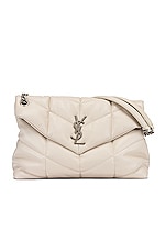 Saint Laurent Medium Monogramme Puffer Loulou Shoulder Bag in Crema Soft, view 1, click to view large image.
