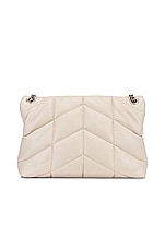 Saint Laurent Medium Monogramme Puffer Loulou Shoulder Bag in Crema Soft, view 3, click to view large image.