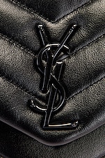 Saint Laurent Medium Supple Monogramme Loulou Chain Bag in Black & Black, view 8, click to view large image.