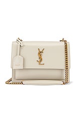Saint Laurent Medium Sunset Monogramme Bag in Crema Soft, view 1, click to view large image.