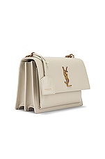 Saint Laurent Medium Sunset Monogramme Bag in Crema Soft, view 4, click to view large image.