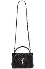 Saint Laurent Medium College Monogramme Bag in Black, view 6, click to view large image.