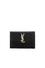Saint Laurent Leather Wallet in Black, view 1, click to view large image.