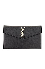 Saint Laurent Medium Clutch in Black, view 1, click to view large image.