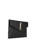 Saint Laurent Medium Clutch in Black, view 4, click to view large image.