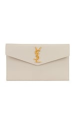 Saint Laurent Medium Uptown Pouch in Crema Soft, view 1, click to view large image.