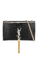 Saint Laurent Medium Kate Chain Bag in Nero, view 1, click to view large image.