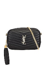Saint Laurent Mini Lou Chain Bag in Nero, view 1, click to view large image.