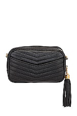 Saint Laurent Mini Lou Chain Bag in Nero, view 3, click to view large image.
