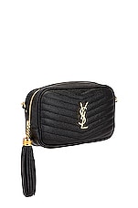 Saint Laurent Mini Lou Chain Bag in Nero, view 4, click to view large image.