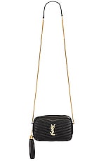Saint Laurent Mini Lou Chain Bag in Nero, view 6, click to view large image.