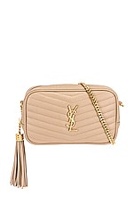 Saint Laurent Mini Lou Chain Bag in Dark Beige, view 1, click to view large image.