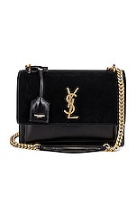 Saint Laurent Medium Sunset Chain Bag in Nero, view 1, click to view large image.
