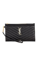 Saint Laurent Large Bill Pouch in Nero, view 1, click to view large image.