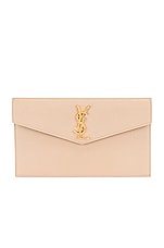 Uptown leather clutch bag Saint Laurent Beige in Leather - 23837379