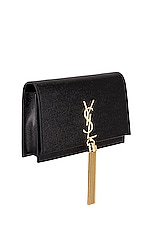 Saint Laurent Small Kate Chain Wallet in Noir, view 4, click to view large image.