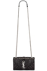 Saint Laurent Small Envelope Chain Bag in Noir, view 6, click to view large image.