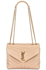 Saint Laurent Small Loulou Chain Bag in Dark Beige, view 6, click to view large image.