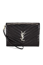 Saint Laurent Monogramme Clutch in Noir, view 1, click to view large image.